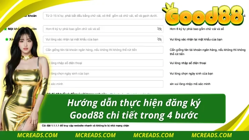 Hướng dẫn người chơi thực hiện đăng ký Good88